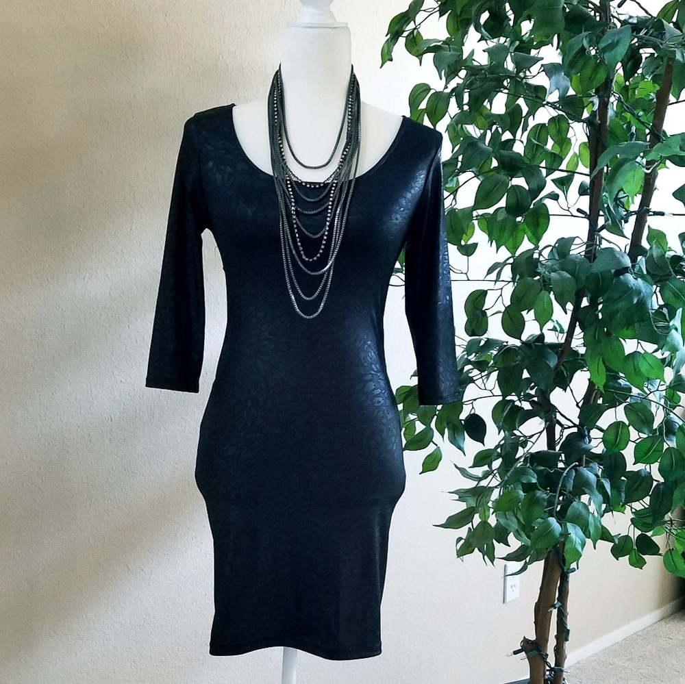 Faux leather bodycon midi